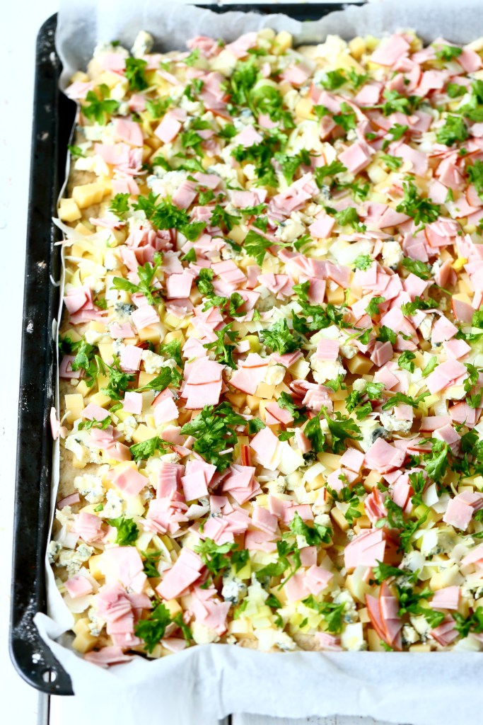 Kinkku juusto purjo piirakka ilman munaa